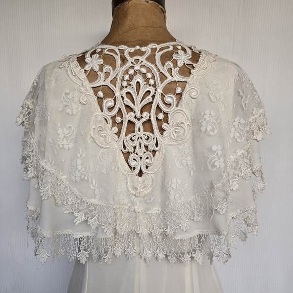 Vintage Scott McClintock Cream Lace Rose Dress - Picture 5 of 9
